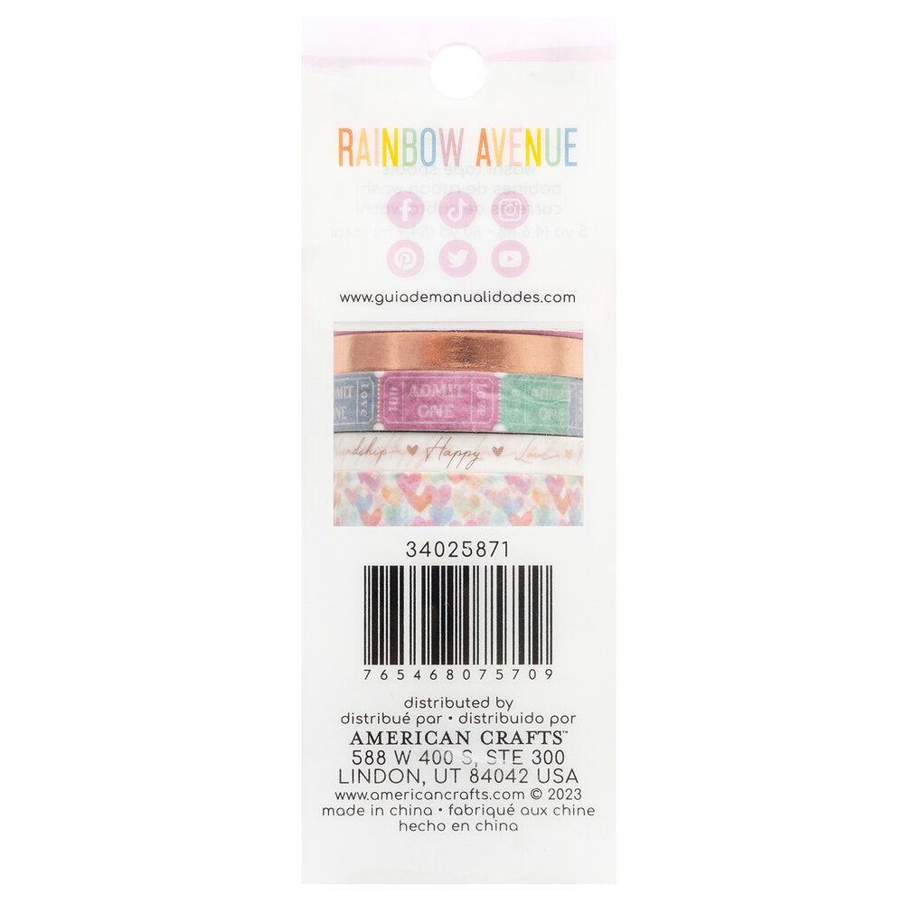 American Crafts Celes Gonzalo Rainbow Avenue Washi Tape Spools (12pcs) (34025871) (OUTLET)