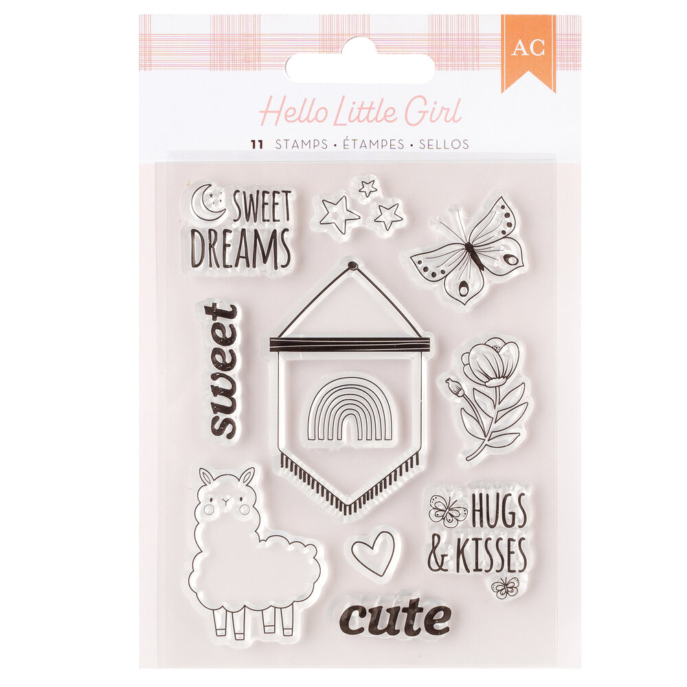 American Crafts Hello Little Girl Clear Stamps (11pcs) (34030050) (OUTLET)