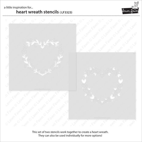 Lawn Fawn Heart Wreath Lawn Clippings Stencils (2pcs) (LF3323) (OUTLET)