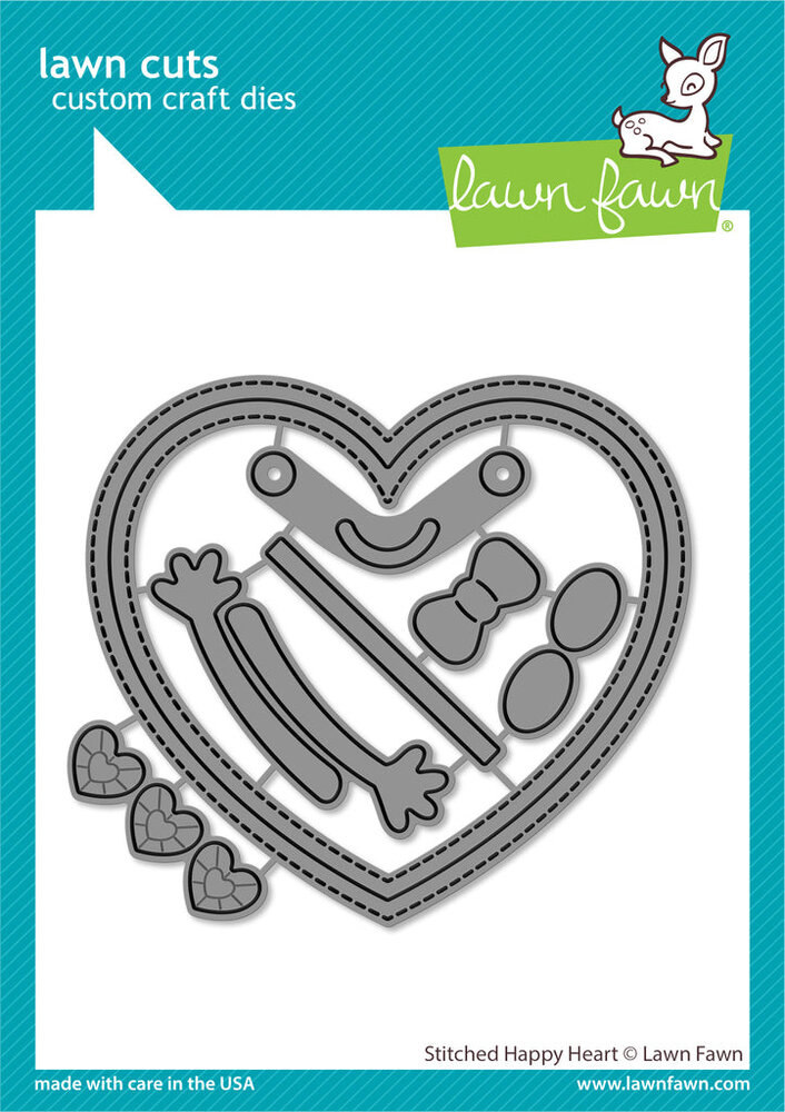 Lawn Fawn Stitched Happy Heart Lawn Cuts Dies (LF3316) (DISCONTINUED)
