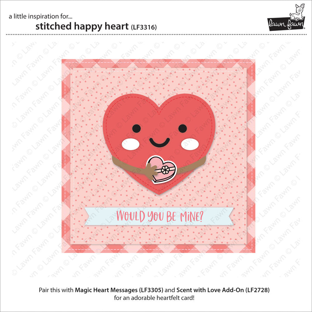 Lawn Fawn Stitched Happy Heart Lawn Cuts Dies (LF3316) (DISCONTINUED)