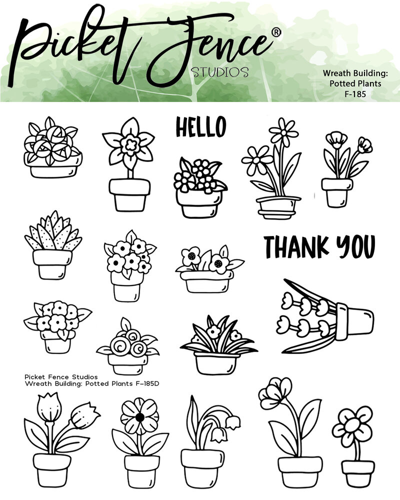 Picket Fence Studios Wreath Building: Potted Plants 4x4 Inch Clear Stamps (F-185) (OUTLET) Picket Fence Studios Wreath Building: Potted Plants 4x4 Inch Clear Stamps (F-185) (OUTLET)