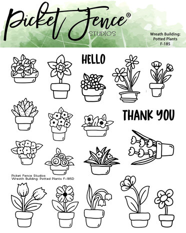 Picket Fence Studios Wreath Building: Potted Plants 4x4 Inch Clear Stamps (F-185) (OUTLET) Picket Fence Studios Wreath Building: Potted Plants 4x4 Inch Clear Stamps (F-185) (OUTLET)