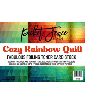 Picket Fence Studios Fabulous Foiling Toner Card Stock Cozy Rainbow Quilt (6pcs) (FT-128) (OUTLET)