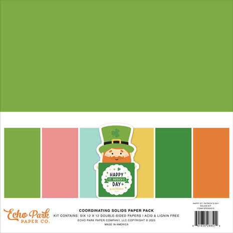 Echo Park Happy St. Patrick's Day 12x12 Inch Coordinating Solids Paper Pack (SPD350015) (DISCONTINUED) Echo Park Happy St. Patrick's Day 12x12 Inch Coordinating Solids Paper Pack (SPD350015) (DISCONTINUED)