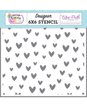 Echo Park Birthday Love Hearts Stencil (MWG349034) (DISCONTINUED)