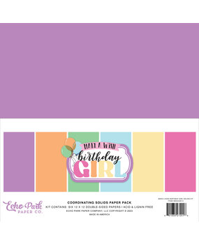 Echo Park Make A Wish Birthday Girl 12x12 Inch Coordinating Solids Paper Pack (MWG349015) (DISCONTINUED)