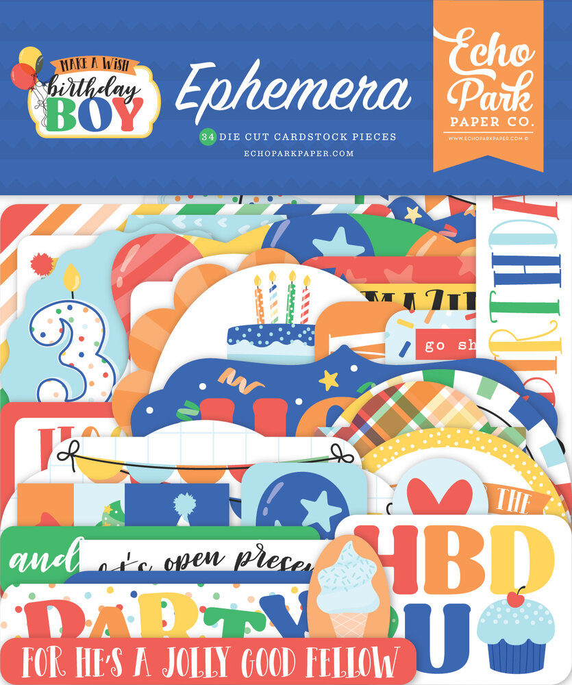 Echo Park Make A Wish Birthday Boy Ephemera (MWB348024) (DISCONTINUED) Echo Park Make A Wish Birthday Boy Ephemera (MWB348024) (DISCONTINUED)