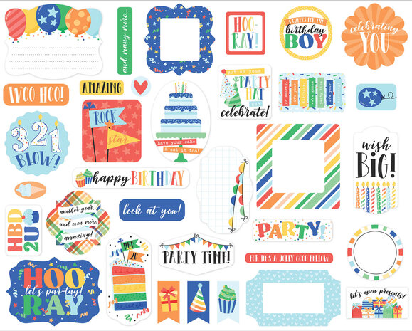 Echo Park Make A Wish Birthday Boy Ephemera (MWB348024) (DISCONTINUED) Echo Park Make A Wish Birthday Boy Ephemera (MWB348024) (DISCONTINUED)