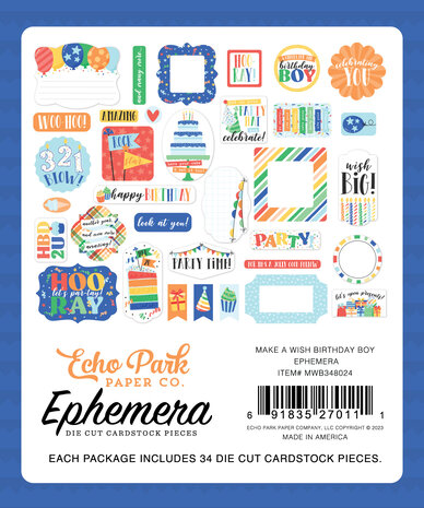 Echo Park Make A Wish Birthday Boy Ephemera (MWB348024) (DISCONTINUED) Echo Park Make A Wish Birthday Boy Ephemera (MWB348024) (DISCONTINUED)