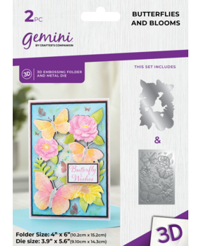 Gemini Butterflies and Blooms 4x6 Inch 3D Embossing Folder & Metal Die (GEM-3DEF4-MD-BUBL) (DISCONTINUED)