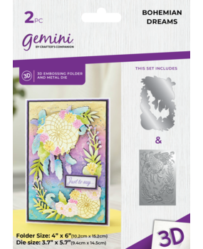 Gemini Bohemian Dreams 4x6 Inch 3D Embossing Folder & Metal Die (GEM-3DEF4-MD-BODR) (DISCONTINUED)