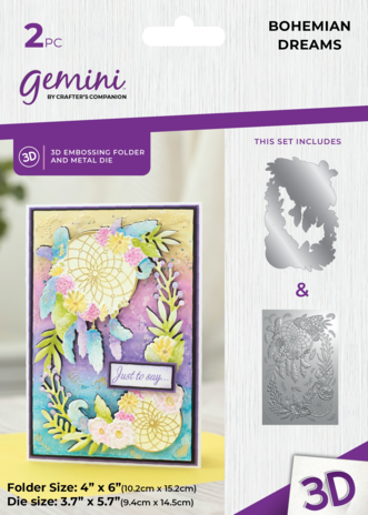 Gemini Bohemian Dreams 4x6 Inch 3D Embossing Folder & Metal Die (GEM-3DEF4-MD-BODR) (DISCONTINUED)
