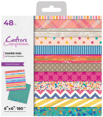 Crafter's Companion All Occasion Patterns 6x6 Inch Printed Paper Pad (CC-PAD6-AOPAT) (DISCONTINUED)