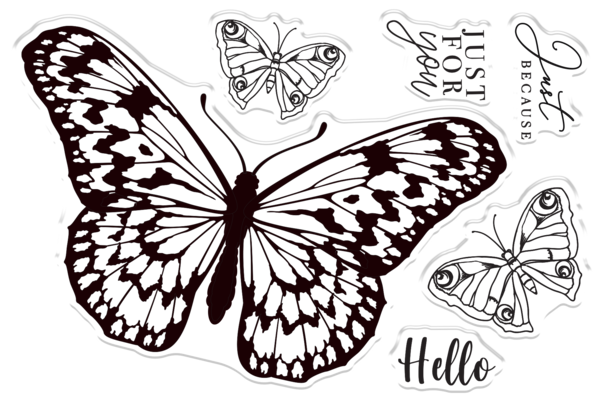 Couture Creations - Just For You Butterfly Stamp & Colour Outline Stamps  (9pc)