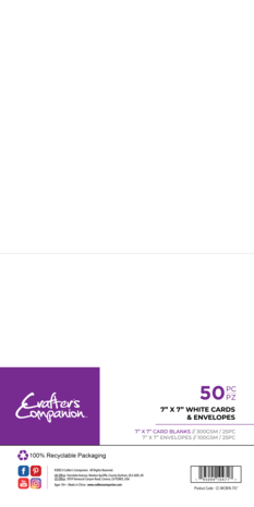 Crafter's Companion Card & Envelopes 7x7 Inch White (50pcs) (CC-WCBEN-7X7)