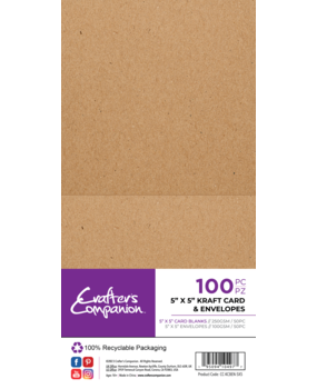 Crafter's Companion Card & Envelopes 5x5 Inch Kraft (100pcs) (CC-KCBEN-5X5)