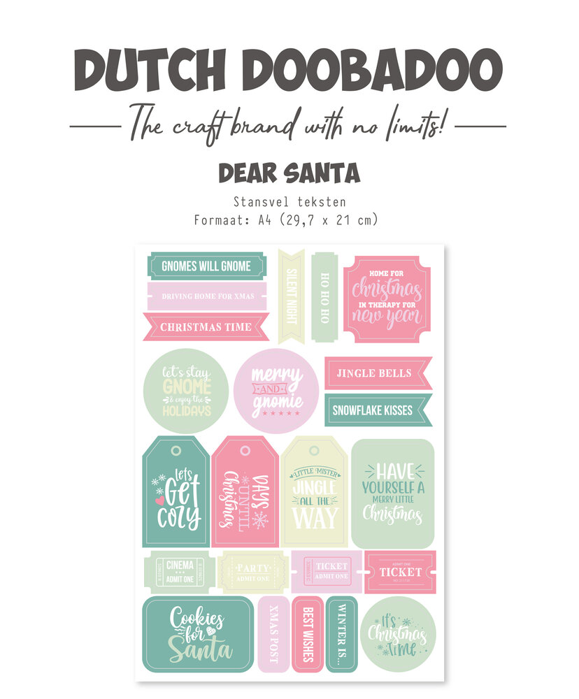 Dutch Doobadoo Dear Santa A4 Die Cut Sheet Texts (474.007.026) (DISCONTINUED)