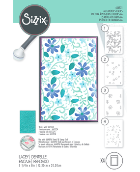 Sizzix Layered Stencils by Kath Breen Lacey (4pcs) (666531) (DISCONTINUED) Sizzix Layered Stencils by Kath Breen Lacey (4pcs) (666531) (DISCONTINUED)