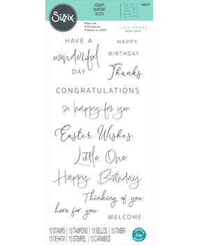 Sizzix Clear Stamps by Lisa Jones Daily Sentiments (13pcs) (666519) (DISCONTINUED)