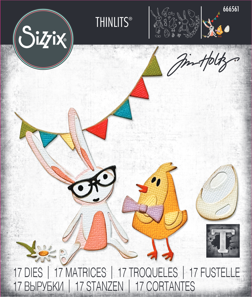 Sizzix Thinlits Die by Tim Holtz Vault Bunny + Chick (17pcs) (666561)