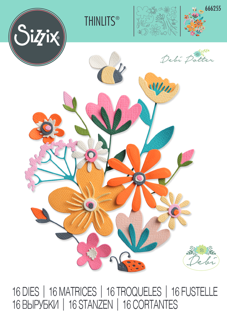 Sizzix Thinlits Die by Debi Potter Fabulous Bold Flora (16pcs) (666255)