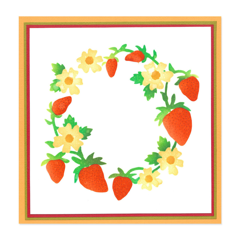 Sizzix Layered Stencils by Jennifer Ogborn Strawberry Wreath (4pcs) (666528) (DISCONTINUED)