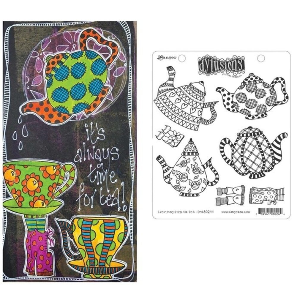 Ranger Dyan Reaveley Dylusions Stamps Everything Stops for Tea (DYR80244) (DISCONTINUED) Ranger Dyan Reaveley Dylusions Stamps Everything Stops for Tea (DYR80244) (DISCONTINUED)