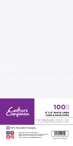 Crafter's Companion Card & Envelopes 6x6 Inch White Linen (100pcs) (CC-LCBEN-6X6) Crafter's Companion Card & Envelopes 6x6 Inch White Linen (100pcs) (CC-LCBEN-6X6)