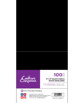 Crafter's Companion Card & Envelopes 6x6 Inch Black/White (50pcs) (CC-BWCBEN-6x6)