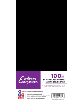 Crafter's Companion Card & Envelopes 5x5 Inch Black/White (50pcs) (CC-BWCBEN-5X5) (DISCONTINUED)