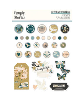 Simple Stories Remember Decorative Brads (21527) (DISCONTINUED)