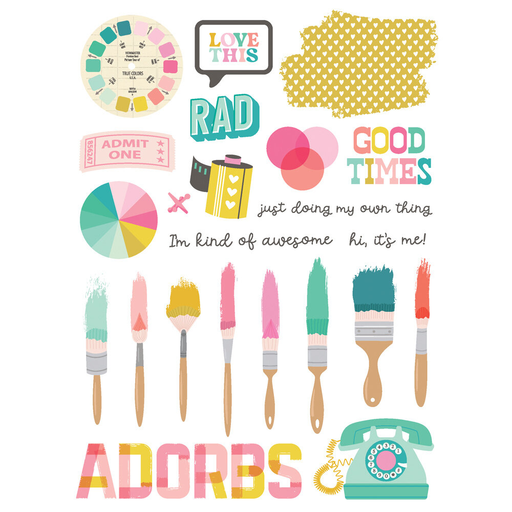 Simple Stories True Colors Rub Ons (21821) (DISCONTINUED)