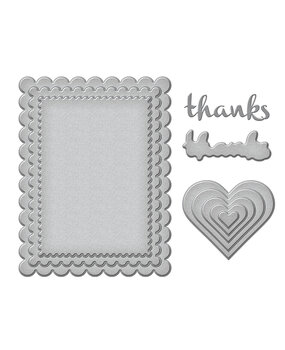 Spellbinders Heartfelt Thanks & Scallops Etched Dies (S5-616) (OUTLET)