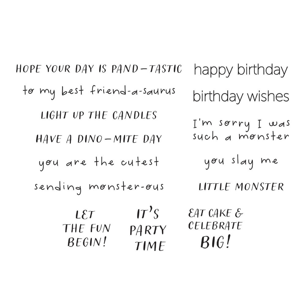 Spellbinders Monster Birthday Sentiments Clear Stamp (STP-221) (OUTLET)