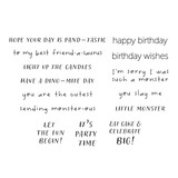 Spellbinders Monster Birthday Sentiments Clear Stamp (STP-221) (OUTLET)