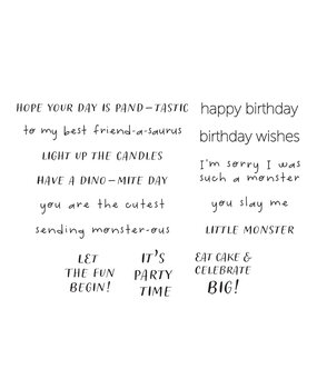 Spellbinders Monster Birthday Sentiments Clear Stamp (STP-221) (OUTLET)