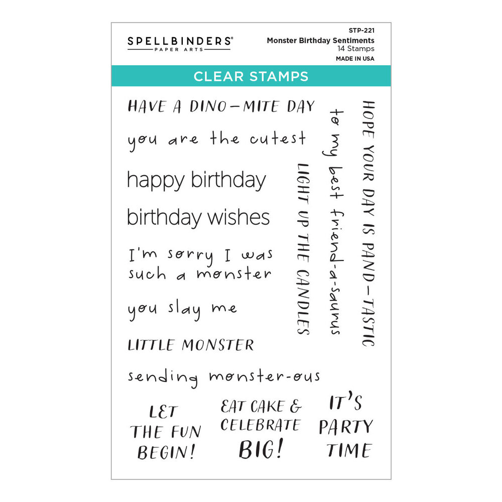 Spellbinders Monster Birthday Sentiments Clear Stamp (STP-221) (OUTLET) Spellbinders Monster Birthday Sentiments Clear Stamp (STP-221) (OUTLET)