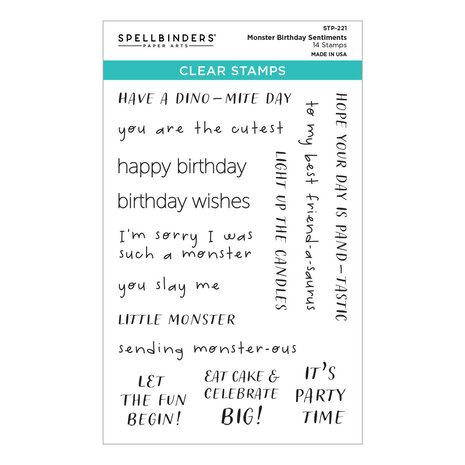 Spellbinders Monster Birthday Sentiments Clear Stamp (STP-221) (OUTLET)