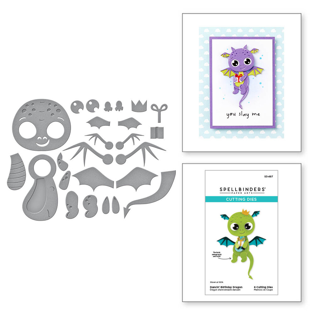 Spellbinders Dancin' Birthday Dragon Etched Dies (S3-497)