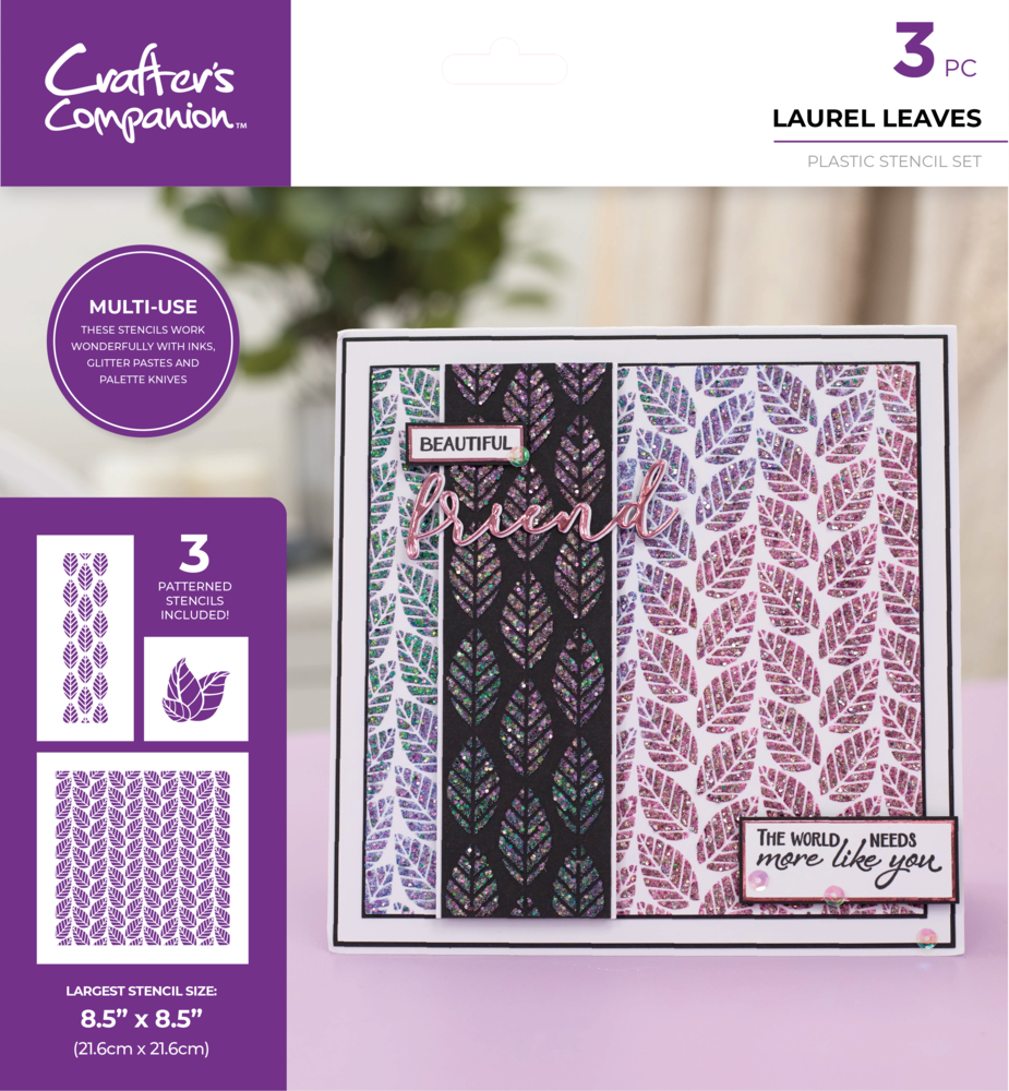Crafter's Companion Laurel Leaves Multi-Use Patterned Stencils (CC-STEN-LAULEAV) (DISCONTINUED)