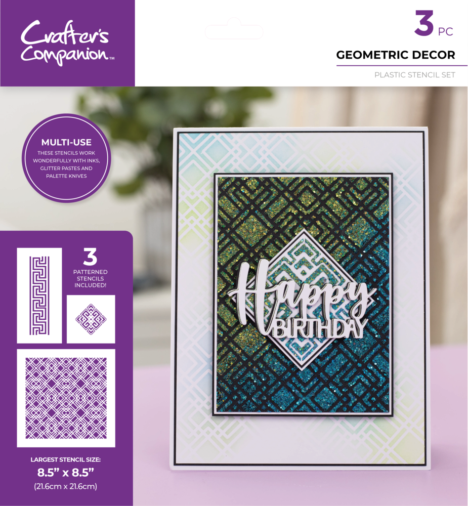 Crafter's Companion Geometric Décor Multi-Use Patterned Stencils (CC-STEN-GEOMDEC) (DISCONTINUED)