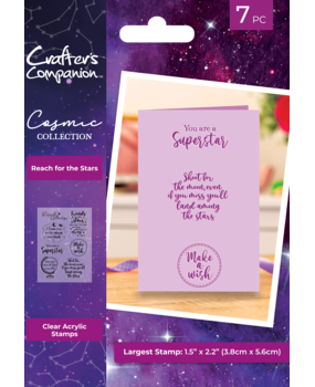 Crafter's Companion Cosmic Collection Clear Stamps A6 Sentiments Reach for the Stars (COS-CA-ST-RFTS) (DISCONTINUED)