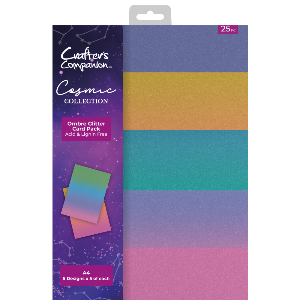 Cosmic Collection A4 Ombre Glitter Card Pack (COSOMBGLITA4