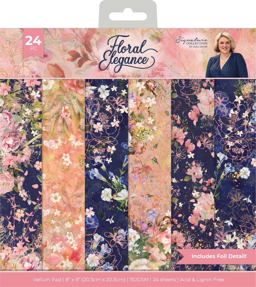 Crafter's Companion Floral Elegance 8x8 Inch Vellum Pad (S-FE-VELPAD8) (DISCONTINUED)