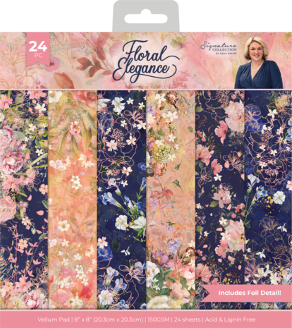 Crafter's Companion Floral Elegance 8x8 Inch Vellum Pad (S-FE-VELPAD8) (DISCONTINUED)