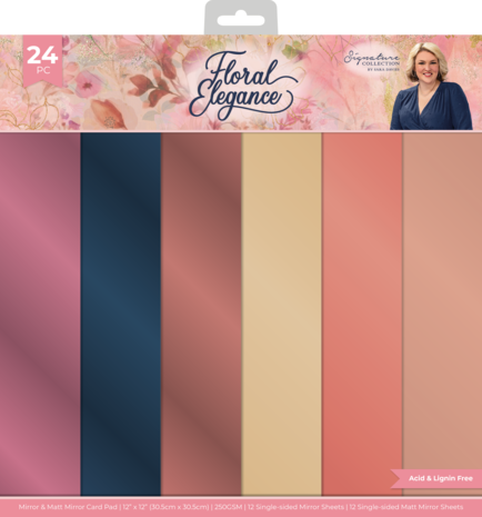 Crafter's Companion Floral Elegance 12x12 Inch Mirror & Matt Mirror Card Pad (S-FE-MMP12) (DISCONTINUED)