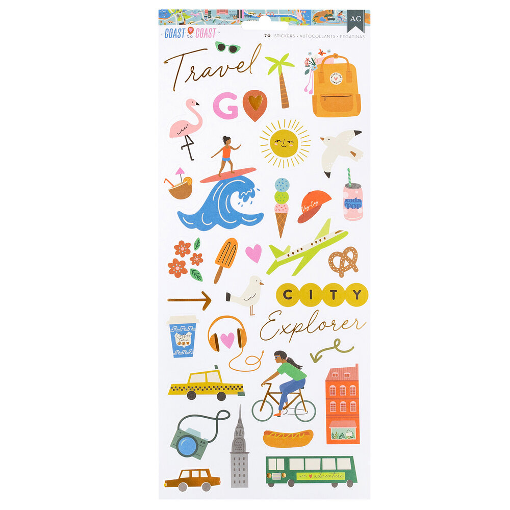 American Crafts Coast-to-Coast Stickers Foil (70pcs) (34025932) (OUTLET)
