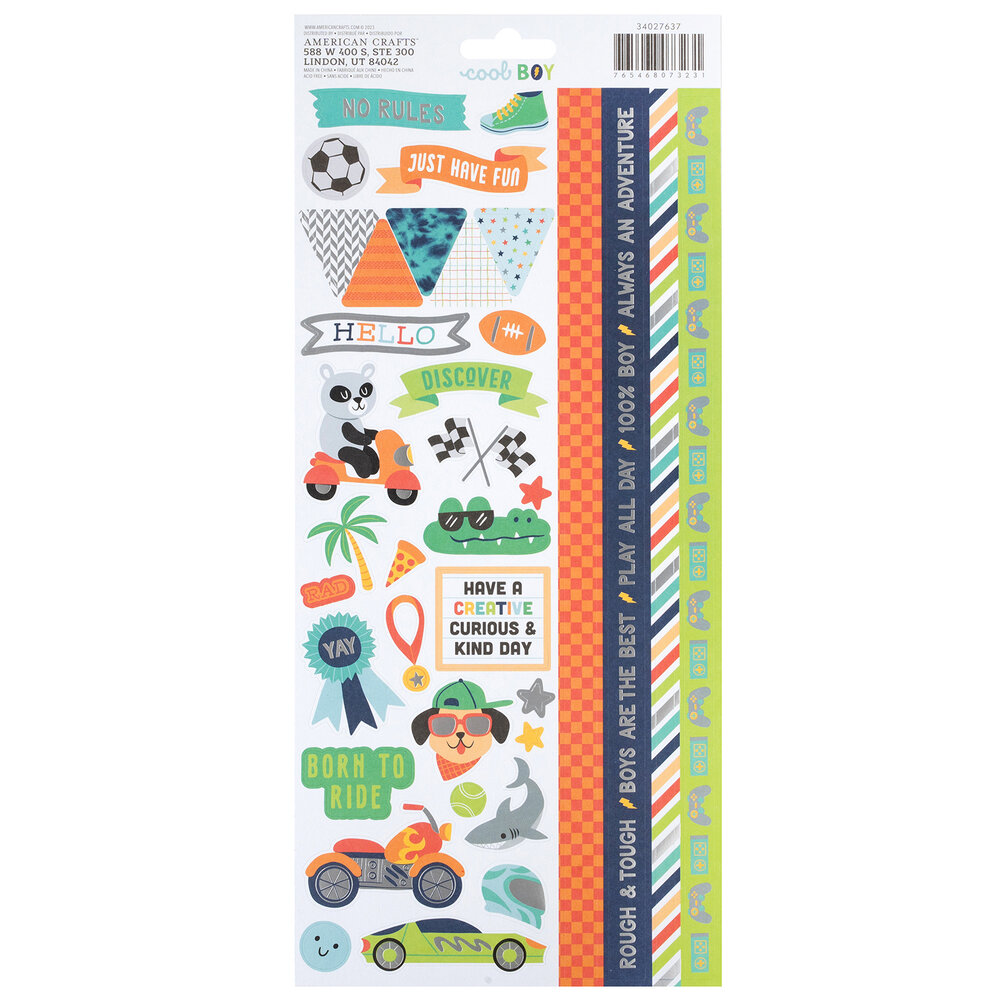 American Crafts Pebbles Cool Boy Stickers Accent Silver Foil (73pcs) (34027637) (OUTLET) American Crafts Pebbles Cool Boy Stickers Accent Silver Foil (73pcs) (34027637) (OUTLET)