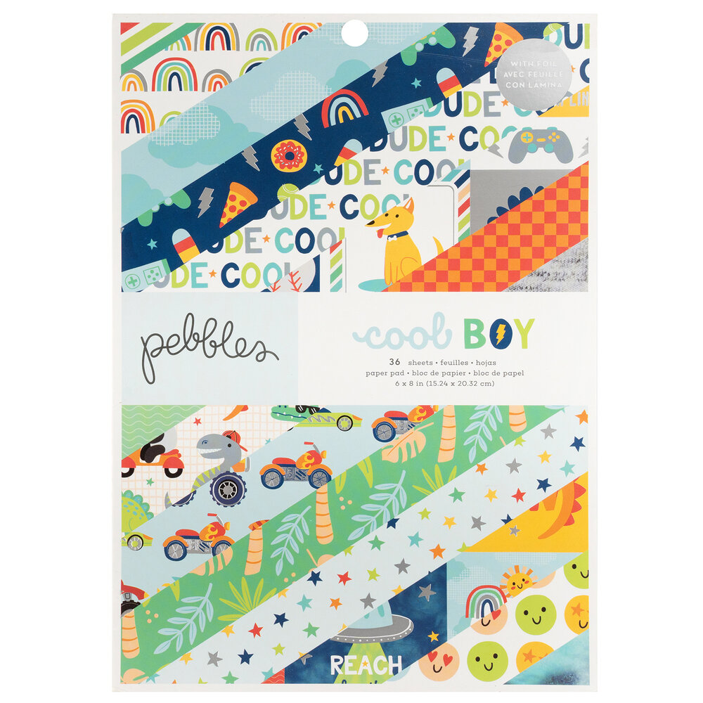 American Crafts Pebbles Cool Boy 6x8 Inch Paper Pad Silver Foil (36 Sheets) (34027636) (OUTLET) American Crafts Pebbles Cool Boy 6x8 Inch Paper Pad Silver Foil (36 Sheets) (34027636) (OUTLET)